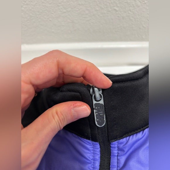 Fila Sport lightweight jacket black purple neon green size medium‎ M quilted 90s - Picture 13 of 14